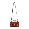 Balmain B-buzz Shoulder 24-suede Leather In Red