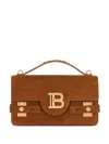 Balmain B-buzz 24 Suede Shoulder Bag In Brown