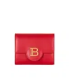 Balmain B-buzz Logo-plaque Leather Wallet In Red