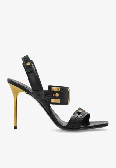 Balmain B-buzz 95 Leather Slingback Sandals In Black