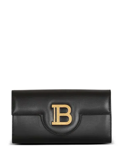 Balmain B Buzz Wallet Bag In Smooth Leather In Black