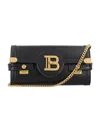 Balmain B-buzz 23 Clutch In Calfskin Leather In Black
