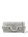 Balmain B-buzz Denim Shoulder Bag In Gray