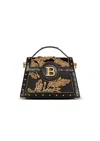 Balmain B-buzz Dynasty Bag In Embroidered Satin In Black