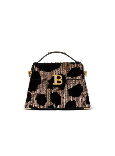 BALMAIN B-BUZZ DYNASTY BAG IN EMBROIDERED VELVET
