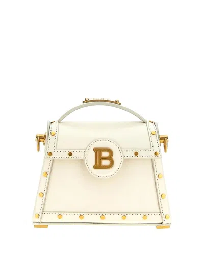 Balmain B-buzz Dynasty Leather Bag In Beige