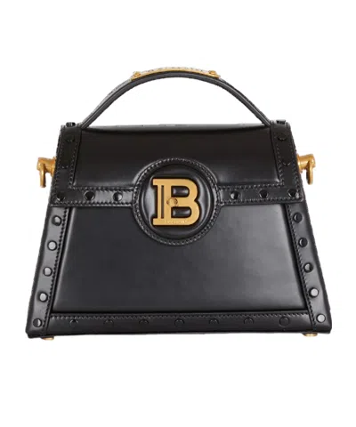Balmain Small B-buzz Dynasty Leather Shoulder Bag In Black