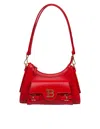 Balmain B-buzz Hobo Leather Shoulder Bag Red Color In Rouge
