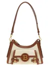 Balmain Bbuzz Hobo Bag In Canvas And Leather In Beige