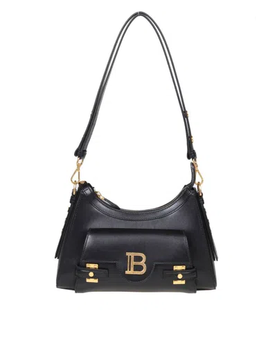 Balmain B-buzz Hobo Shoulder Bag In Black Leather