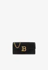 Balmain B-buzz Leather Chain Clutch In Black