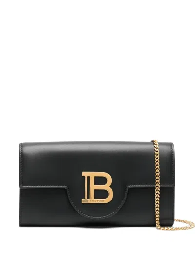 Balmain B-buzz Leather Clutch Bag In Black