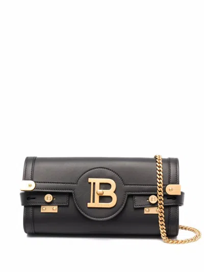 Balmain B-buzz Leather Mini Bag In Black