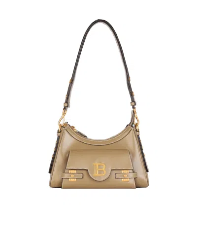 Balmain Calfskin B-buzz Hobo Bag In Nude