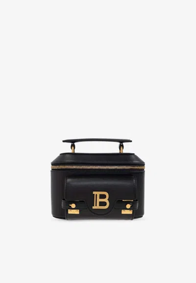 Balmain B-buzz Leather Top Handle Bag In Black