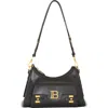 Balmain B-buzz Leather Top Hobo Bag In Black
