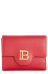 Balmain B-buzz Logo-plaque Leather Wallet In 3bz Red