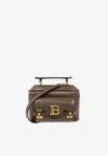 Balmain B-buzz Leather Vanity Top Handle Bag In Brown