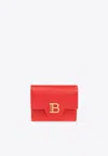 Balmain B-buzz Logo-plaque Leather Wallet In Red