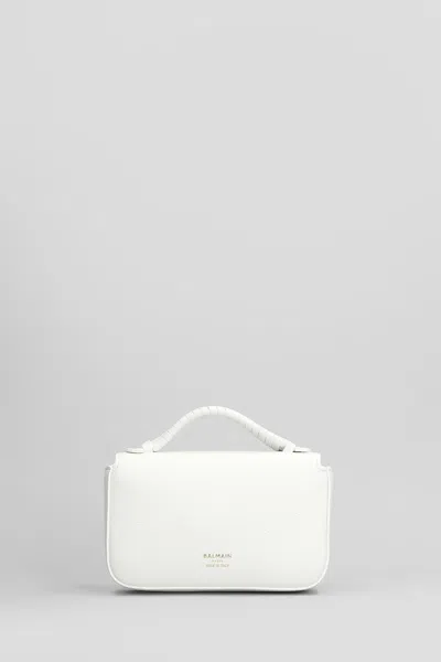 Balmain B Buzz Mini 17 Shoulder Bag In White Leather