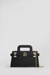 Balmain Small B-buzz Top Handle Bag In Calfskin In Black