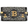 Balmain B-buzz Pouch 23 In Monogrammed Jacquard Canvas And Leather