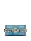 Balmain B-buzz Pouch 23 Denim Crossbody Clutch In Blue