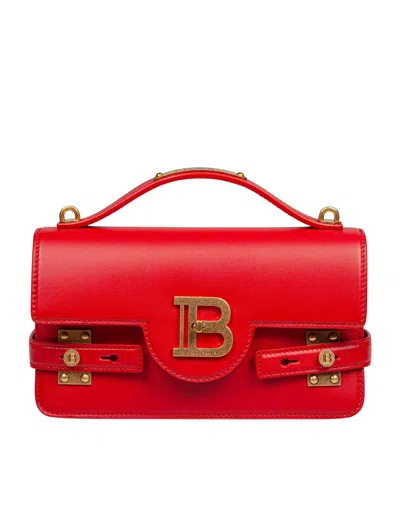 BALMAIN B-BUZZ RED LEATHER HANDBAG