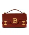 Balmain B-buzz Shoulder 24 Bag In Suede In Red