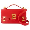 Balmain B-buzz Red Leather Handbag In Red
