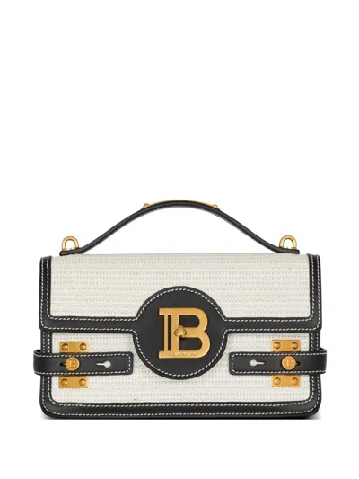 BALMAIN BALMAIN B-BUZZ SHOULDER 24-RAPHIA&CALFSKIN