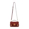 Balmain B-buzz Shoulder 24-suede Leather In Burgundy