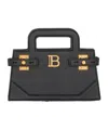 Balmain Structured Small B-buzz Handbag In Calf Leather In Black