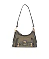 Balmain B-buzz Canvas Shoulder Bag In Khaki