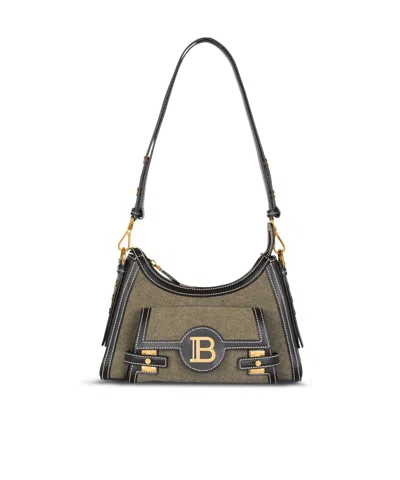 Balmain B-buzz Shoulder Bag In Kaki
