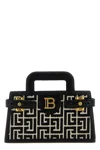 Balmain Small Geometric Pattern Handbag With Chain Strap In Black