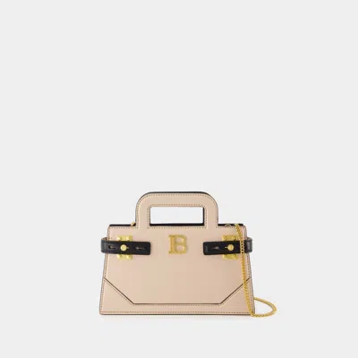Balmain B-buzz Small Top Handle Crossbody In Beige