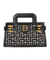 Balmain B-buzz Small Top Handle Monogrammed Canvas And Leather Bag