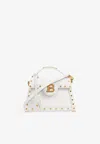 Balmain B-buzz Snakeskin-effect Crossbody Bag In White