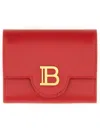 Balmain B-buzz Logo-plaque Leather Wallet In Red