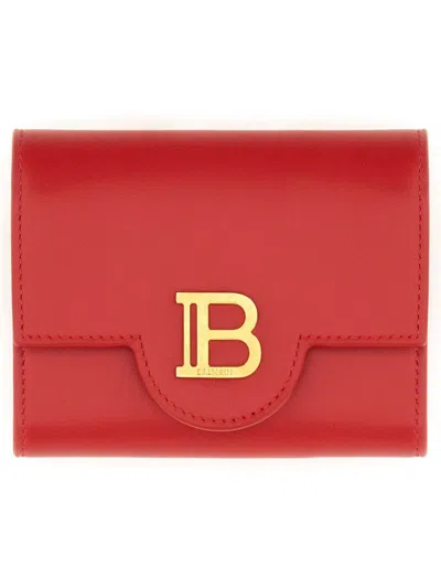 Balmain "b-buzz" Trifold Wallet In Red