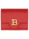 Balmain B-buzz Logo-plaque Leather Wallet In Red