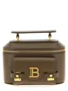 Balmain B-buzz Leather Vanity Top Handle Bag In Brown