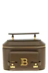Balmain B-buzz Leather Vanity Top Handle Bag In Brown