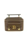 Balmain B-buzz Leather Vanity Top Handle Bag In Brown
