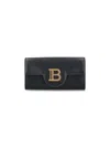 Balmain B-buzz Wallet On Chain Calfskin In Black