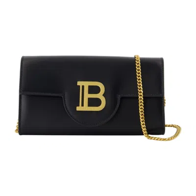 Balmain B-buzz Wallet On Chain - Leather - Black