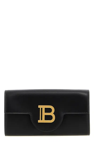 Balmain B-buzz Leather Chain Clutch In Black