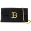 Balmain B-buzz Leather Chain Clutch In Black