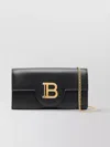 Balmain B Buzz Wallet On Chain In Calfskin Leather In Black